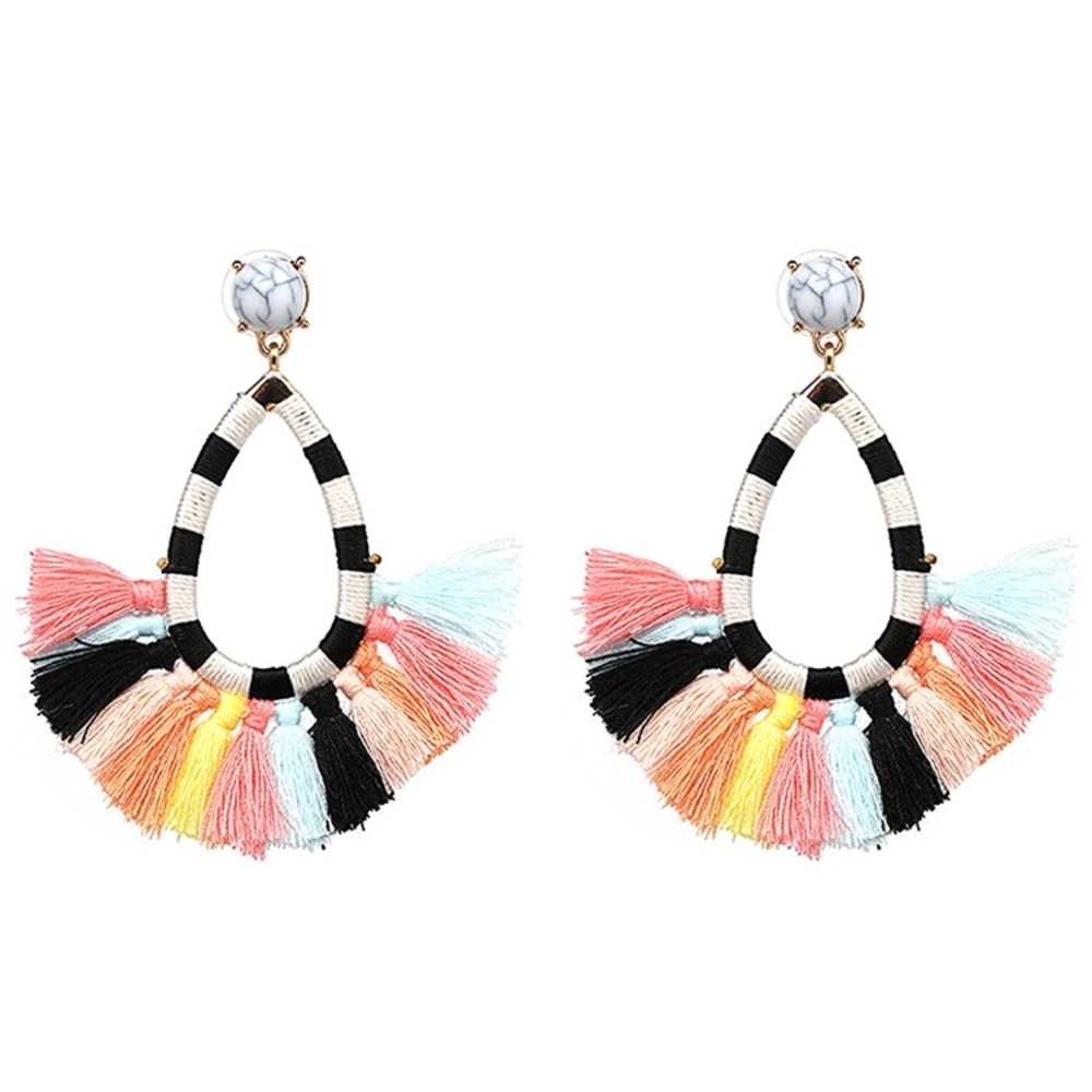 💕Multicolored WOMAN’S Tassle Boho EARRINGS *NWT* - Picture 3 of 8